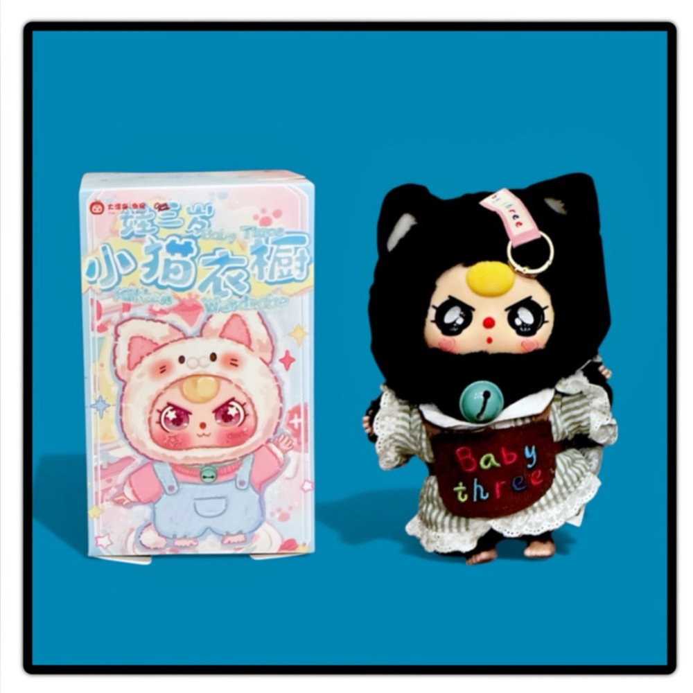 Baby Three Kitten Wardrobe Plush Pendant Black Kitten